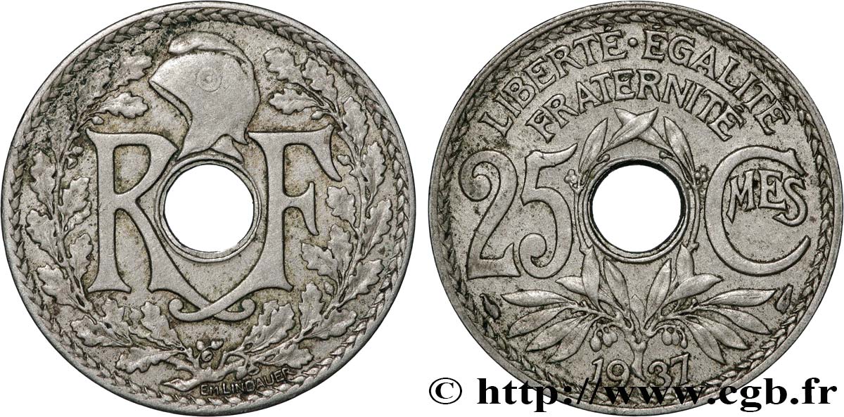 25 centimes Lindauer 1937  F.171/20 XF 