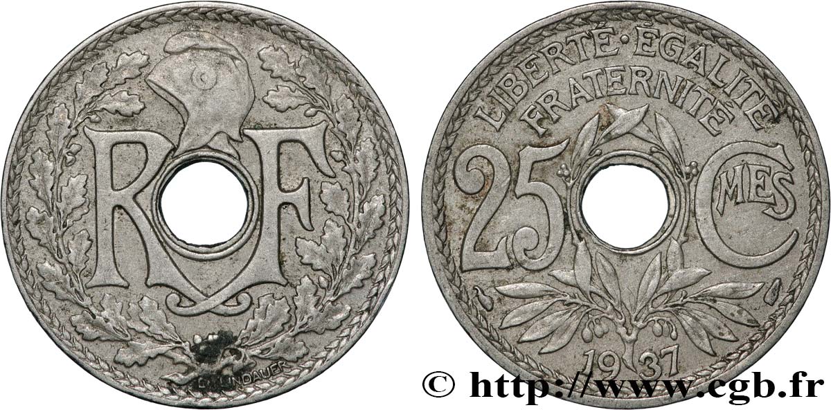 25 centimes Lindauer 1937  F.171/20 BB 