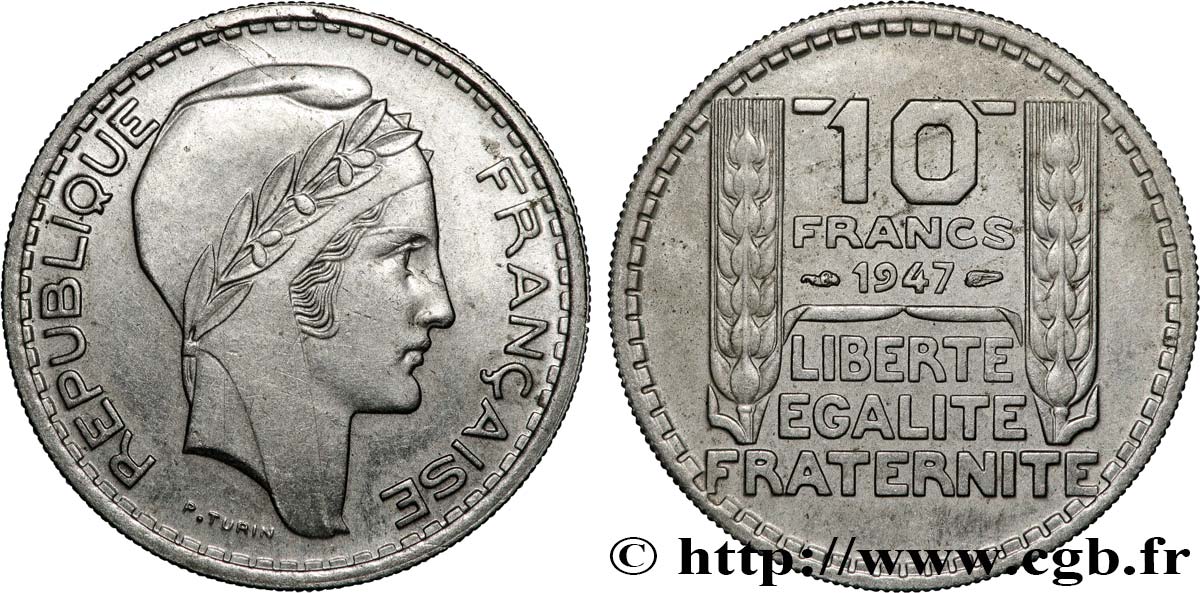 10 francs Turin, petite tête 1947  F.362/1 SUP 