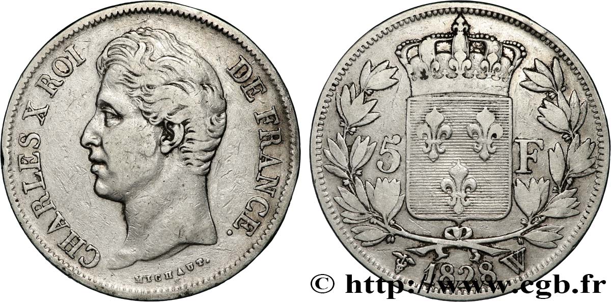 5 francs Charles X, 2e type 1828 Lille F.311/26 TB 