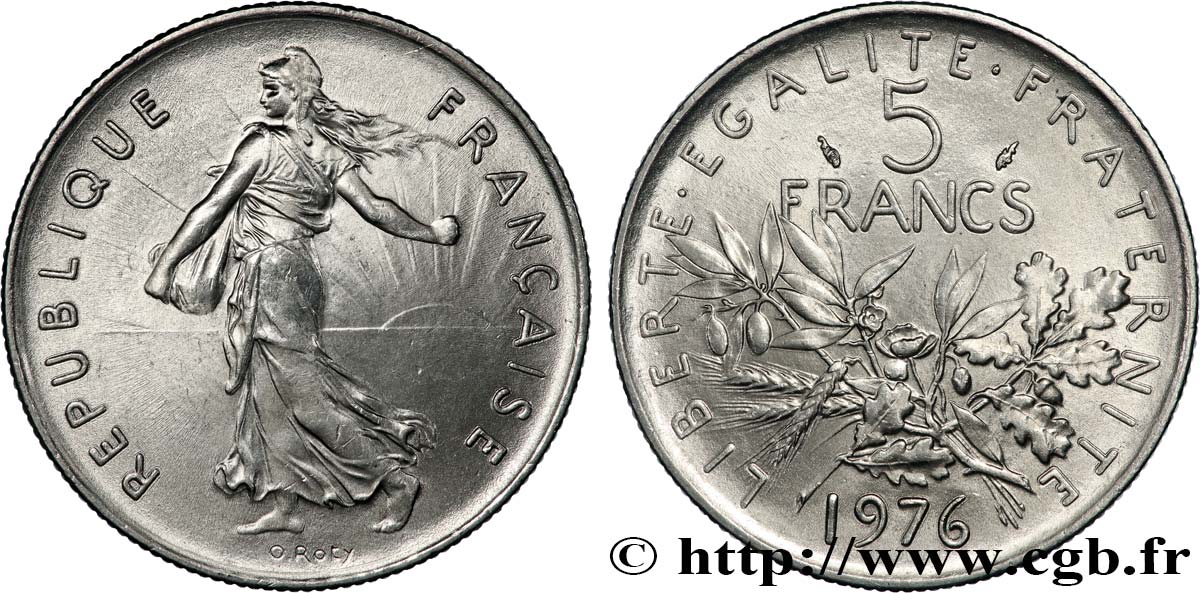 5 francs Semeuse, nickel 1976 Pessac F.341/8 SPL63 