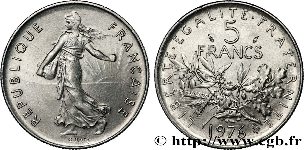 5 francs Semeuse, nickel 1976 Pessac F.341/8 MS64 
