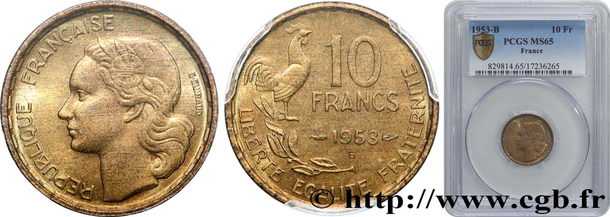 10 francs Guiraud 1953 Beaumont-Le-Roger F.363/9 MS65 PCGS