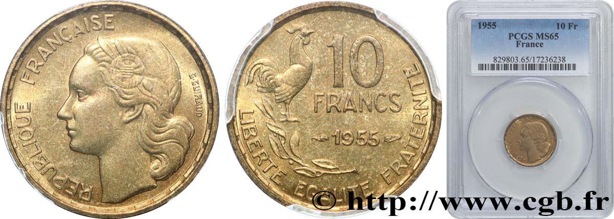 10 francs Guiraud 1955  F.363/12 MS65 PCGS