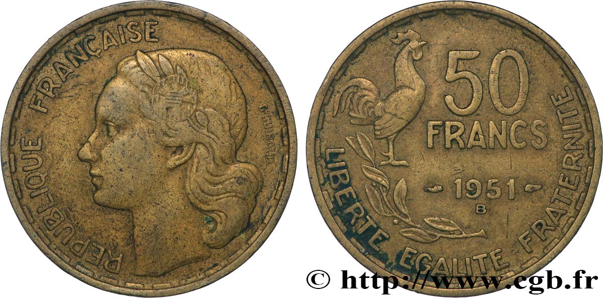 50 francs Guiraud 1951 Beaumont-Le-Roger F.425/6 TB+ 