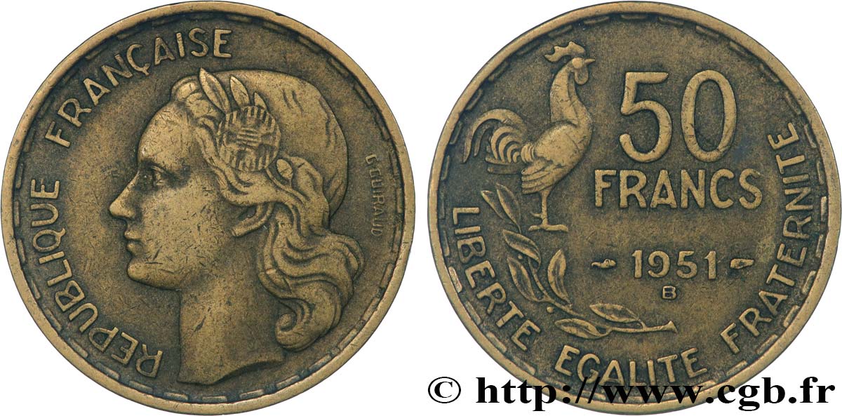50 francs Guiraud 1951 Beaumont-Le-Roger F.425/6 XF 