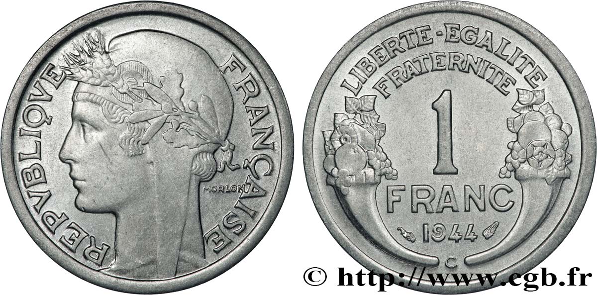 1 franc Morlon, légère 1944 Castelsarrasin F.221/4 EBC60 