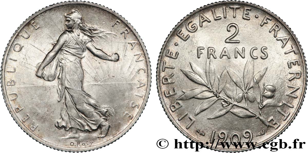 2 francs Semeuse 1909  F.266/11 MS63 