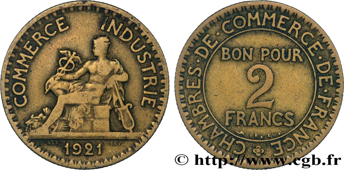 2 francs Chambres de Commerce 1921  F.267/3 XF 
