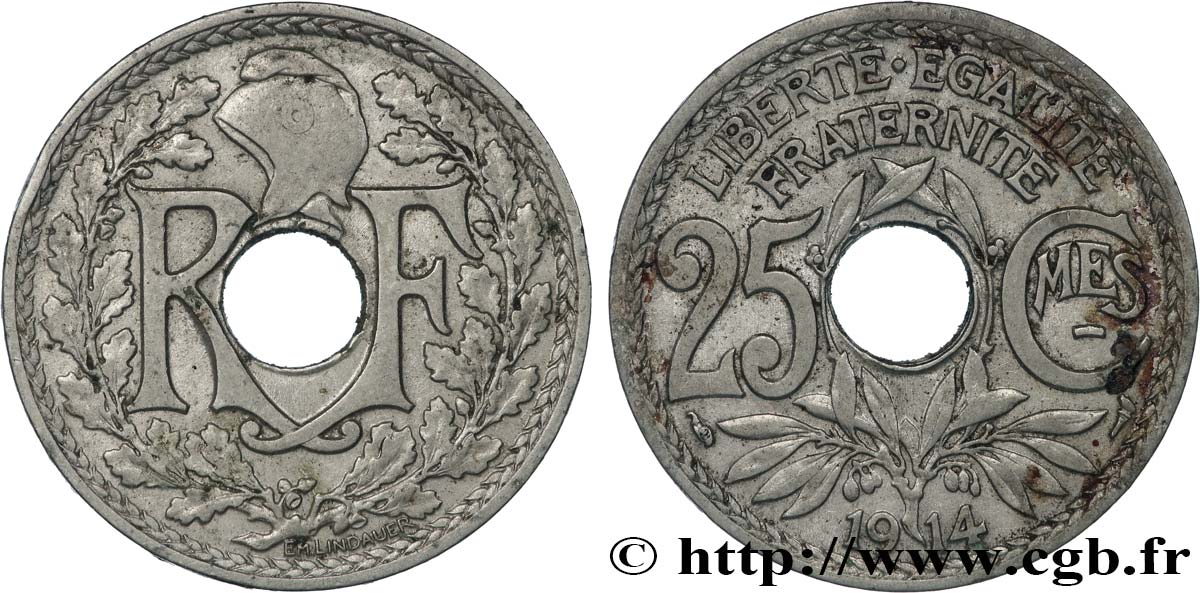 25 centimes Lindauer, Cmes souligné 1914  F.170/2 TTB 
