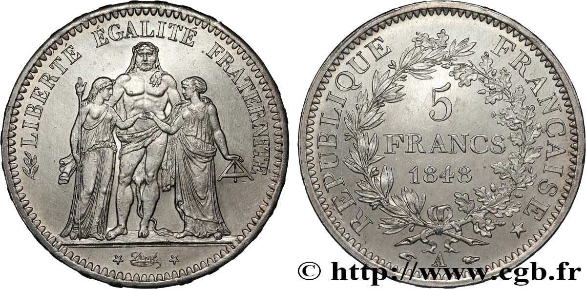 5 francs Hercule, IIe République 1848 Paris F.326/1 SPL+ 