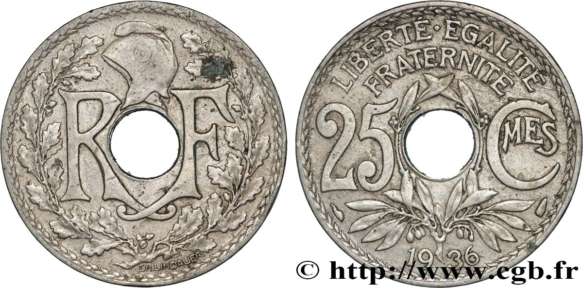 25 centimes Lindauer 1936  F.171/19 TTB 