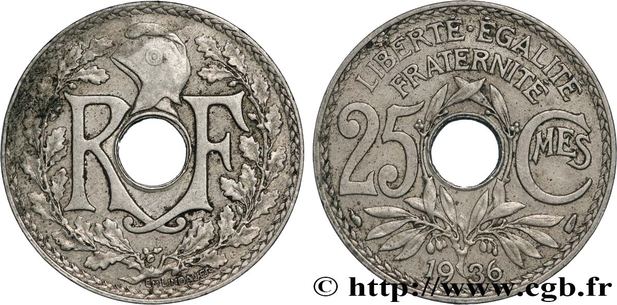 25 centimes Lindauer 1936  F.171/19 TTB 