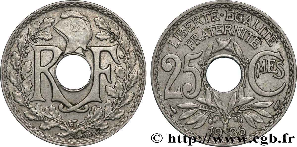 25 centimes Lindauer 1936  F.171/19 EBC60 