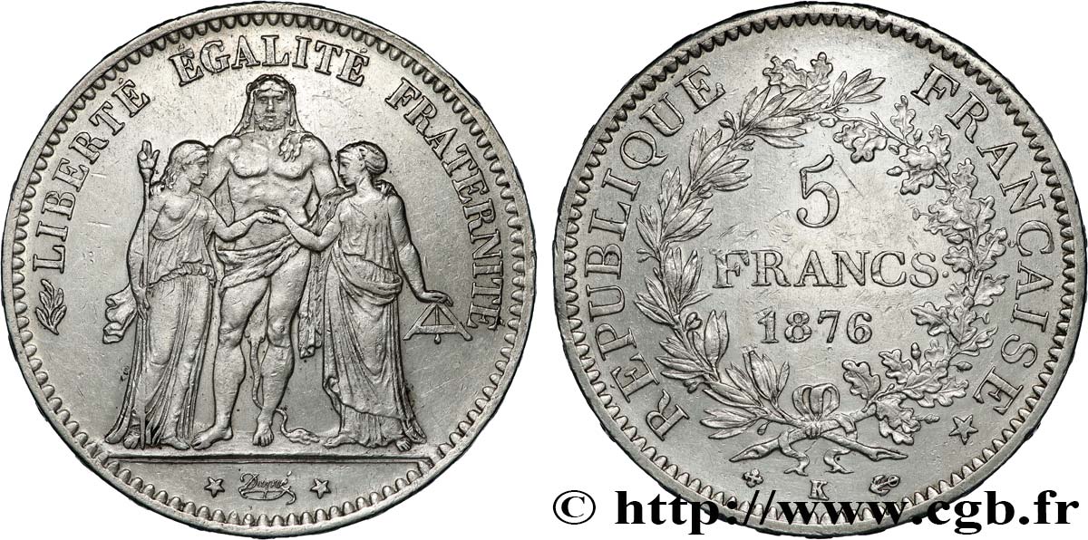 5 francs Hercule 1876 Bordeaux F.334/18 SUP 
