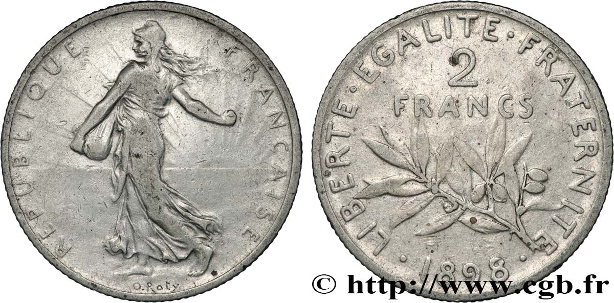 2 francs Semeuse 1898  F.266/1 B+ 