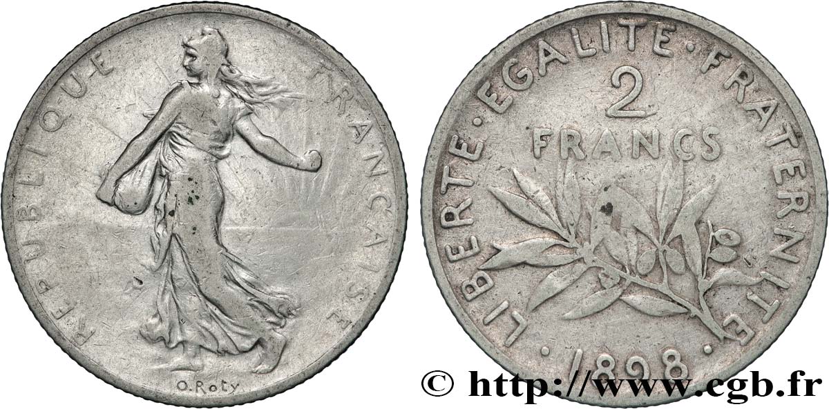 2 francs Semeuse 1898  F.266/1 B+ 