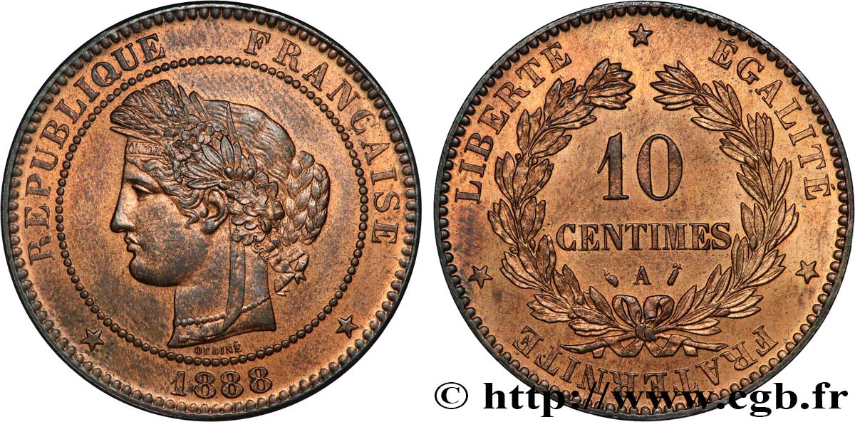 10 centimes Cérès 1888 Paris F.135/33 SPL64 