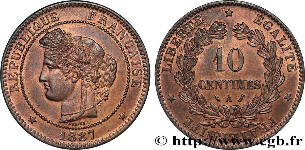 10 centimes Cérès 1887 Paris F.135/31 SPL63 