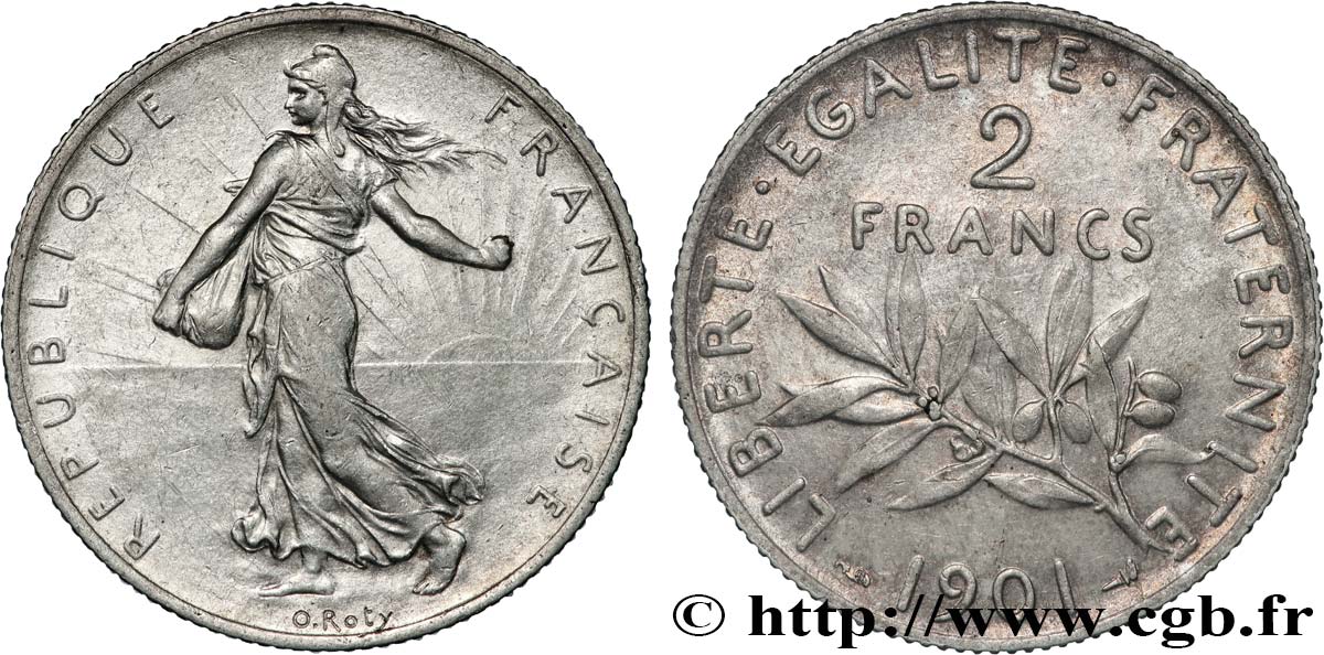 2 francs Semeuse 1901 Paris F.266/6 AU 