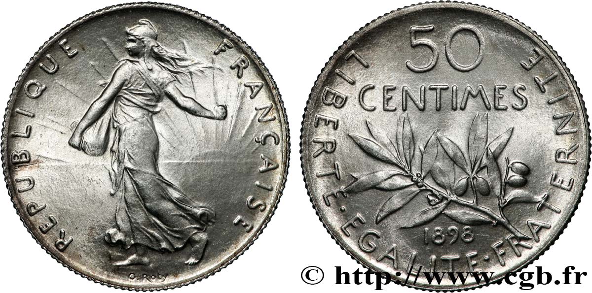 50 centimes Semeuse 1898 Paris F.190/3 SPL+ 