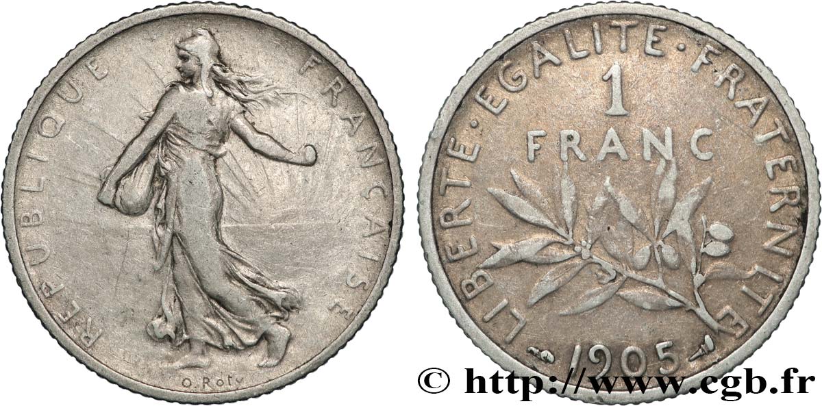 1 franc Semeuse 1905 Paris F.217/10 VF 