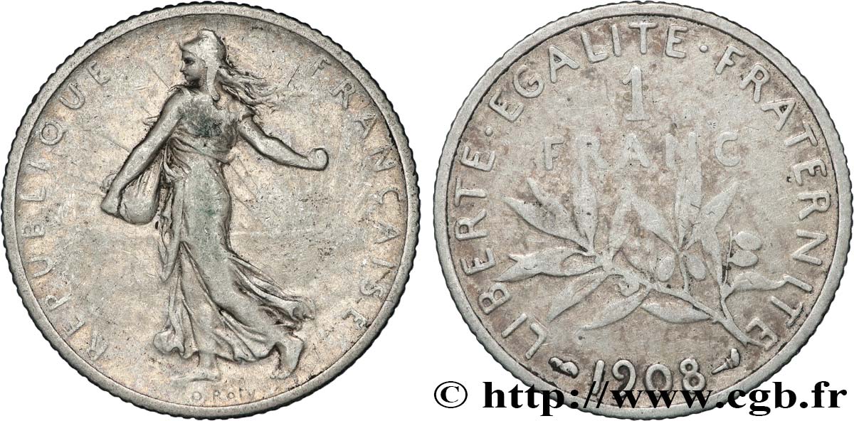 1 franc Semeuse 1908 Paris F.217/13 VF 