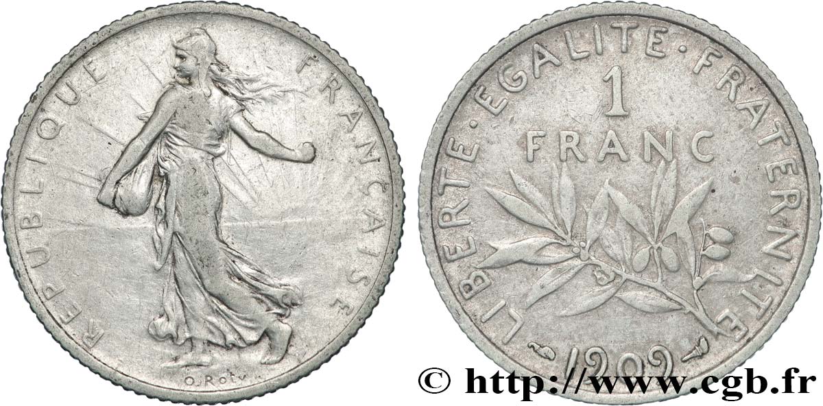 1 franc Semeuse 1909 Paris F.217/14 TB 
