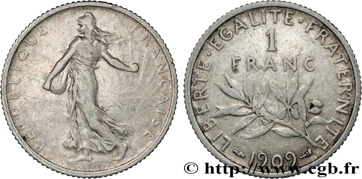 1 franc Semeuse 1909 Paris F.217/14 TB 