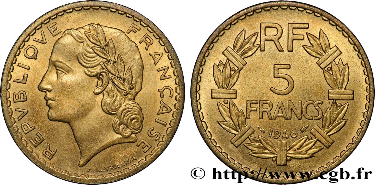 5 francs Lavrillier, bronze-aluminium 1946  F.337/7 SC64 