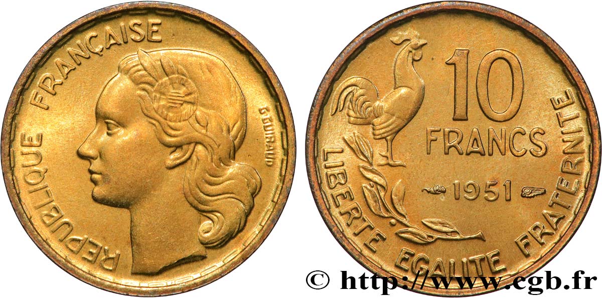 10 francs Guiraud 1951  F.363/4 ST65 