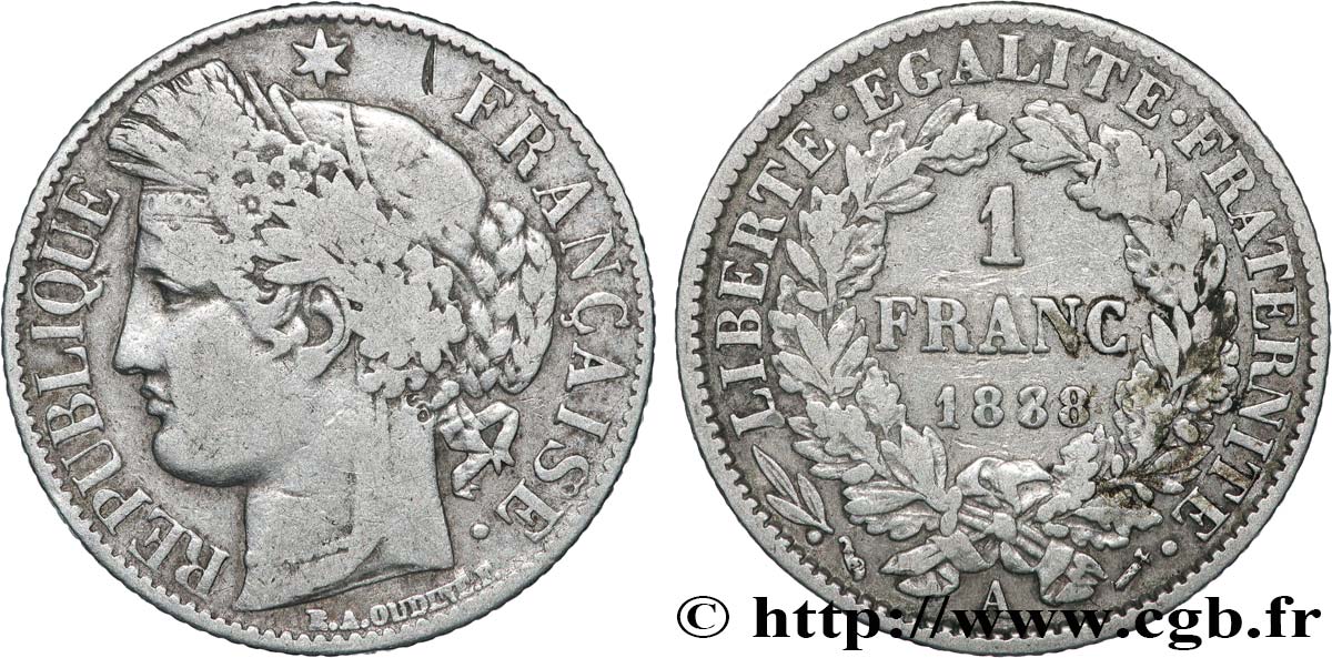 1 franc Cérès, IIIe République 1888 Paris F.216/10 TB 