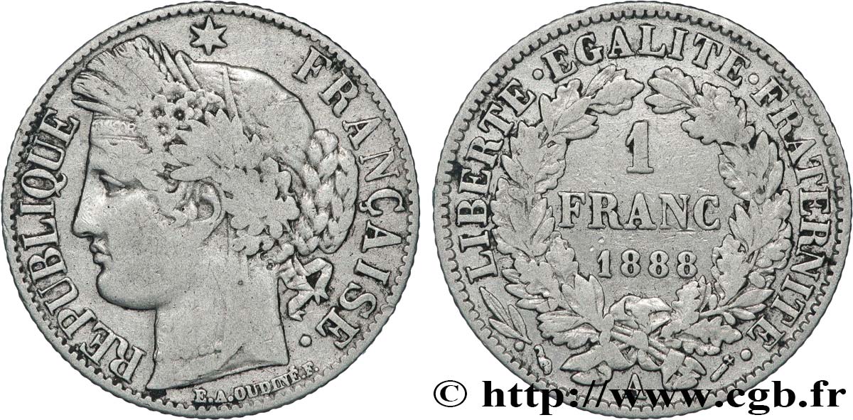 1 franc Cérès, IIIe République 1888 Paris F.216/10 TB 