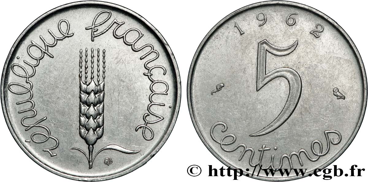 5 centimes Épi 1962  F.124/4 MS60 