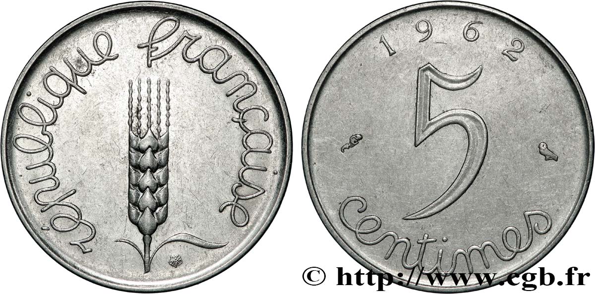 5 centimes Épi 1962  F.124/4 MS60 