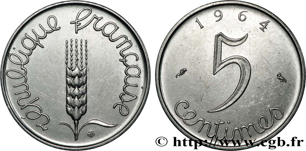 5 centimes Épi 1964  F.124/6 SUP+ 
