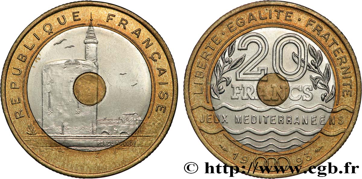 20 francs Jeux Méditerranéens 1993 Pessac F.404/2 SUP62 