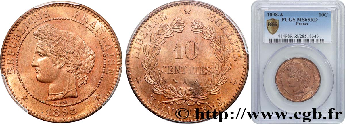 10 centimes Cérès 1898 Paris F.135/45 ST65 PCGS