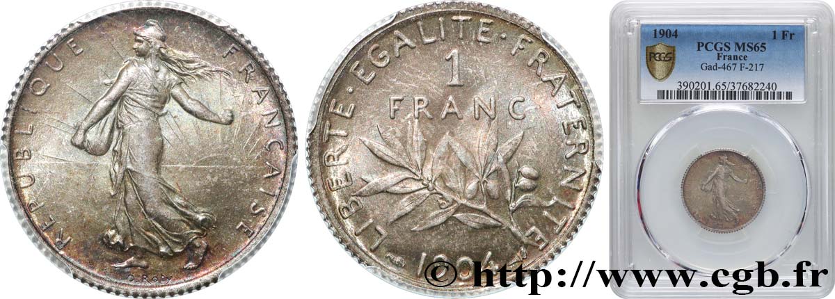 1 franc Semeuse 1904 Paris F.217/9 FDC65 PCGS