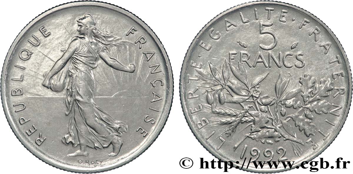 5 francs Semeuse, nickel 1992 Pessac F.341/25 SC63 