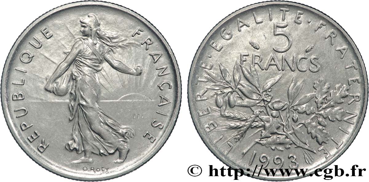 5 francs Semeuse, nickel 1993 Pessac F.341/27 SPL63 