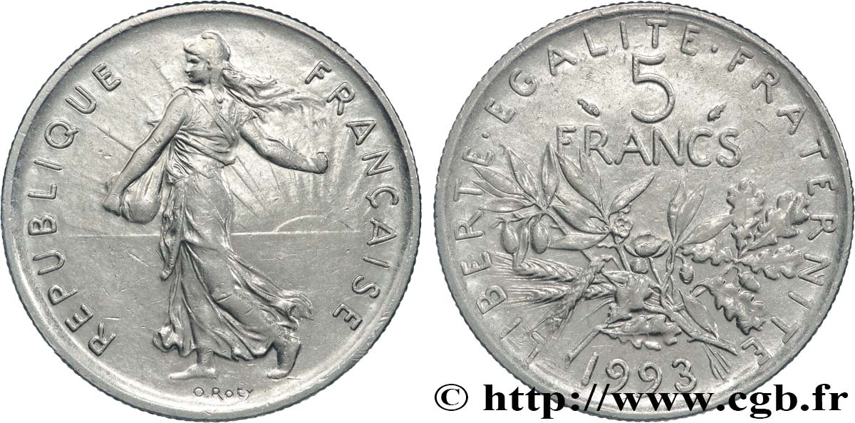 5 francs Semeuse, nickel 1993 Pessac F.341/27 SUP+ 