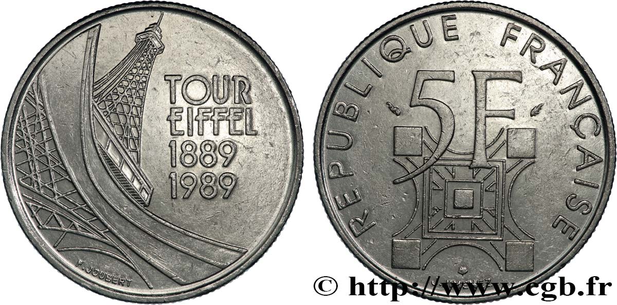 5 francs Tour Eiffel 1989  F.342/2 SUP60 