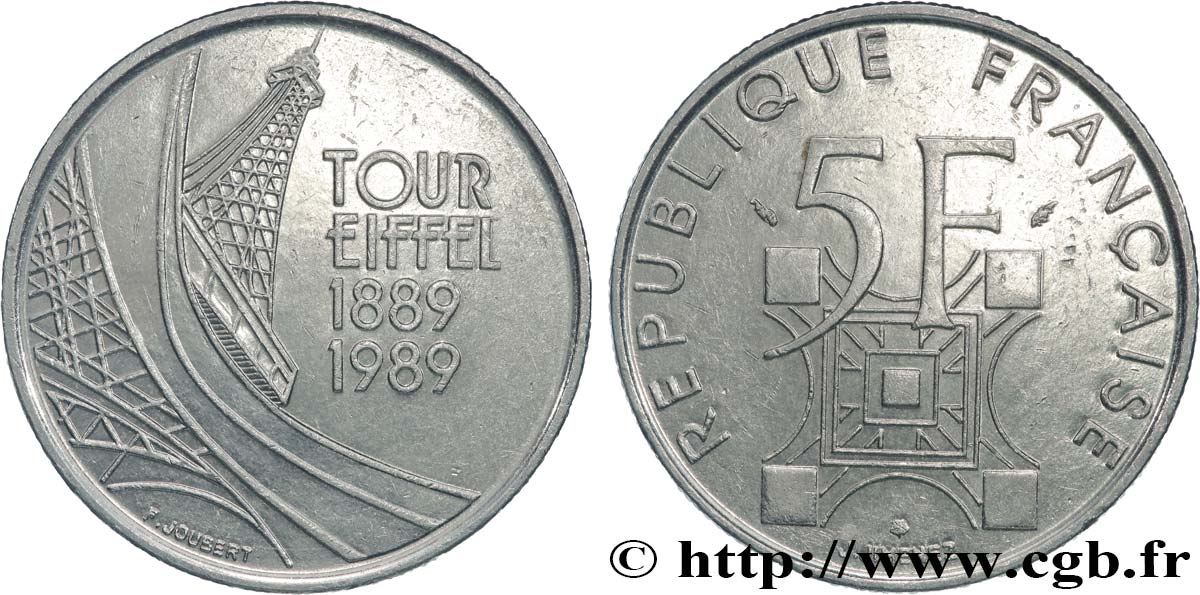 5 francs Tour Eiffel 1989  F.342/2 SUP60 