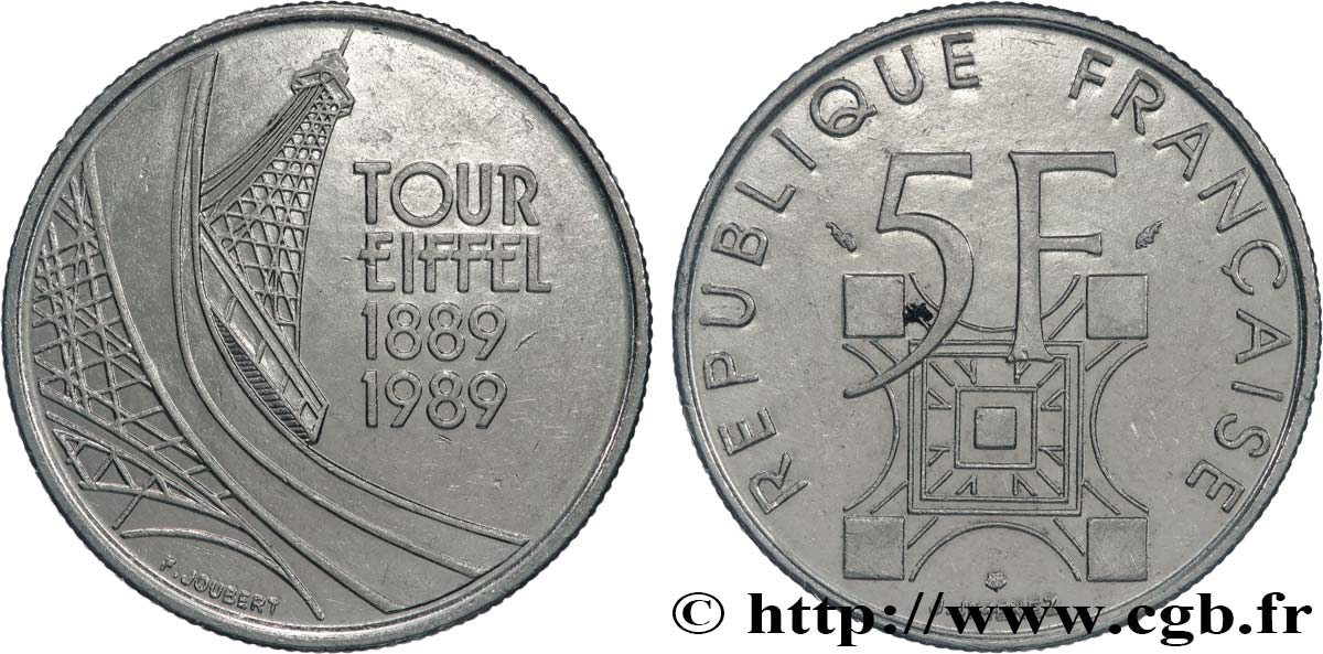 5 francs Tour Eiffel 1989  F.342/2 MS60 