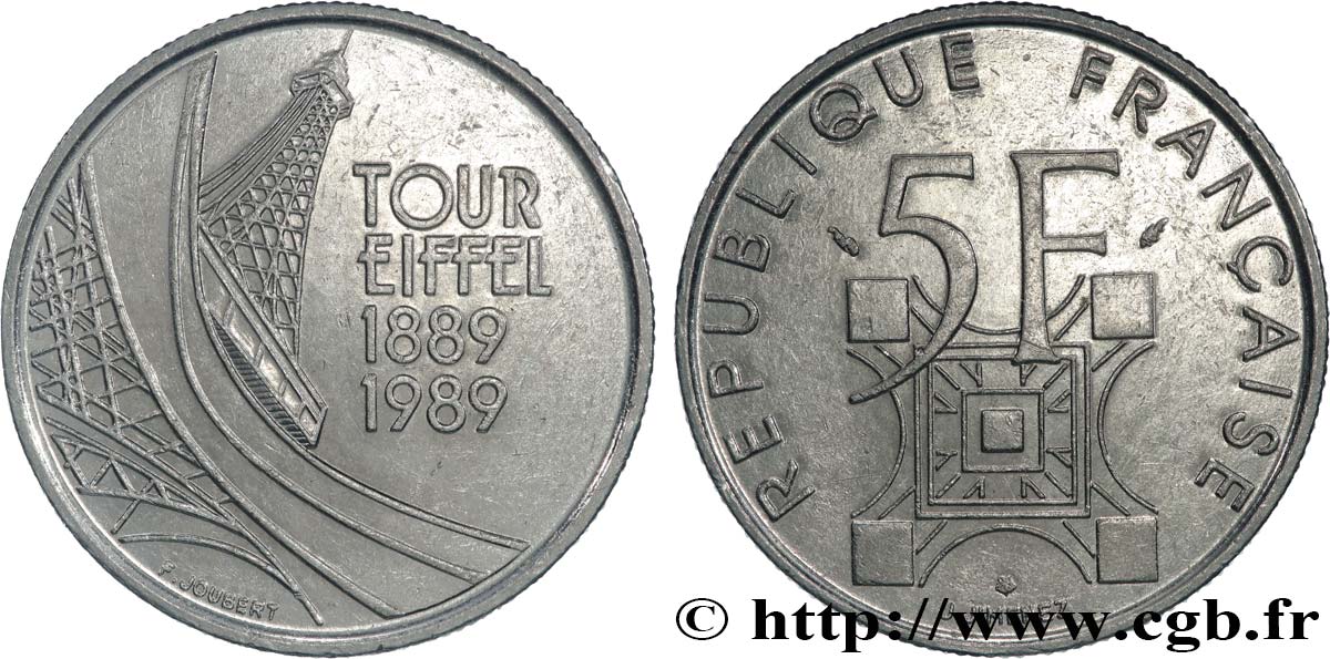 5 francs Tour Eiffel 1989  F.342/2 SUP60 