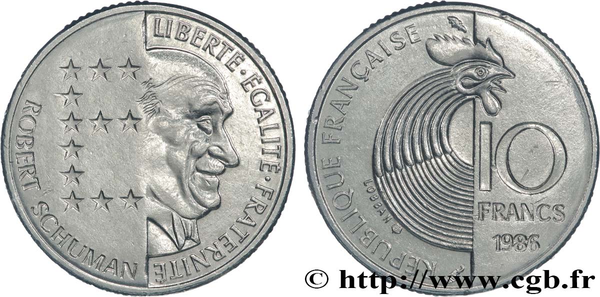 10 francs Robert Schuman 1986 Pessac F.374/2 MS60 