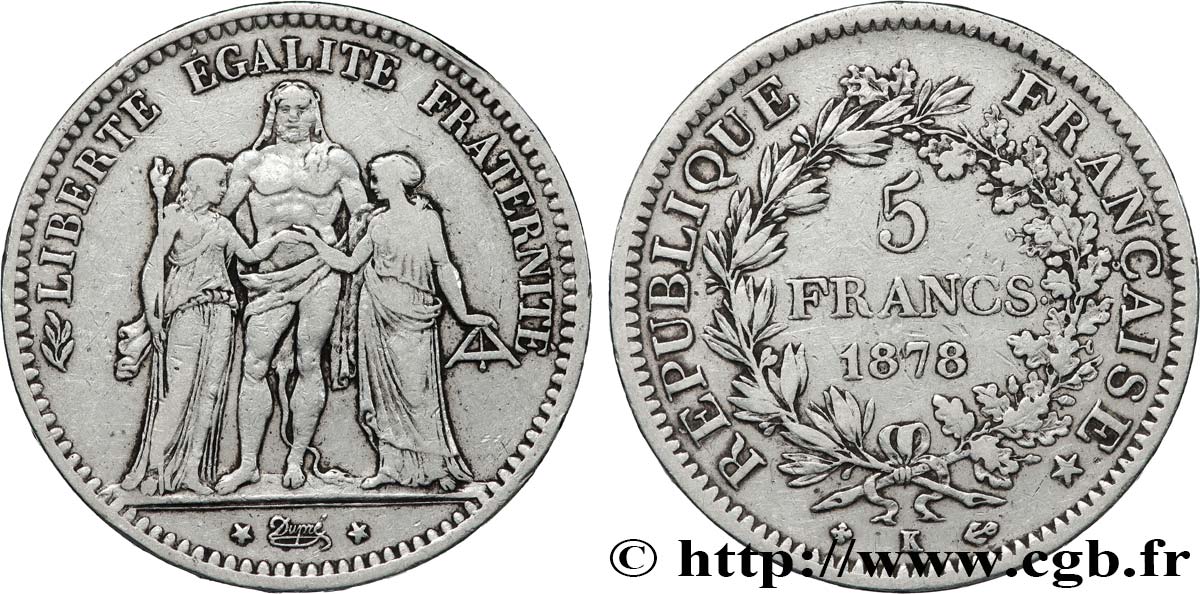 5 francs Hercule 1878 Bordeaux F.334/23 VF 