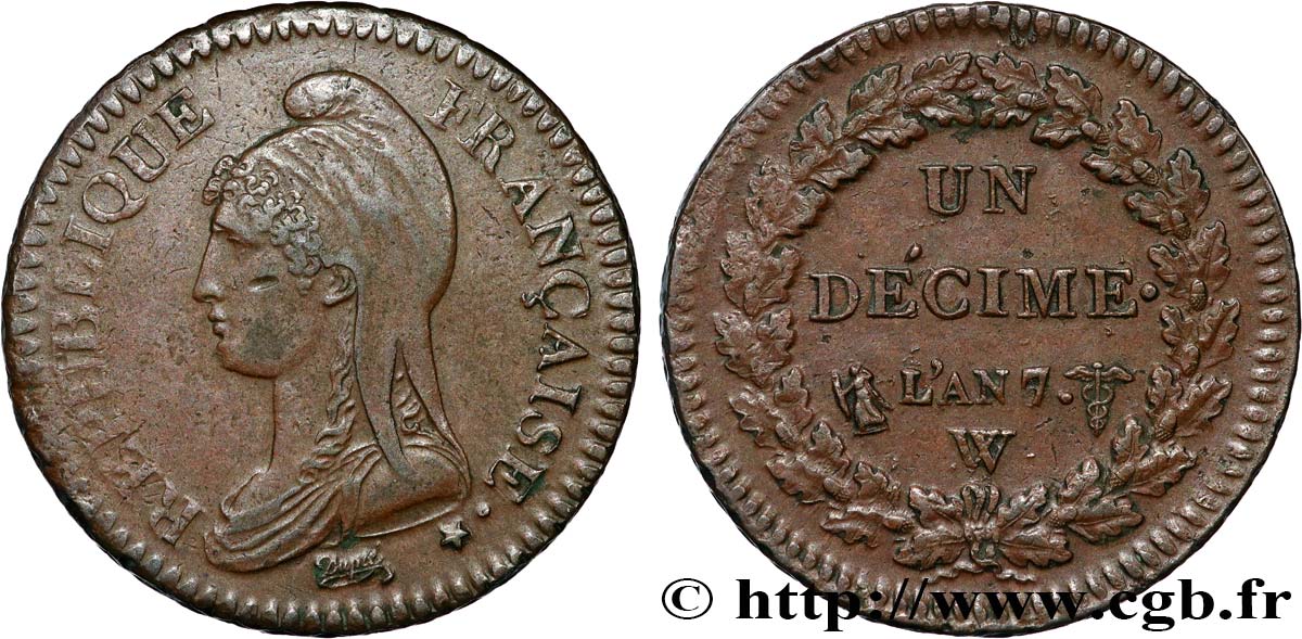 Un décime Dupré, grand module 1799 Lille F.129/46 TTB50 