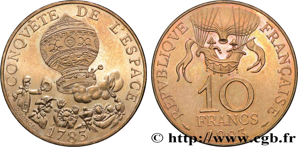 10 francs Conquête de l’Espace 1983  F.367/2 SUP+ 